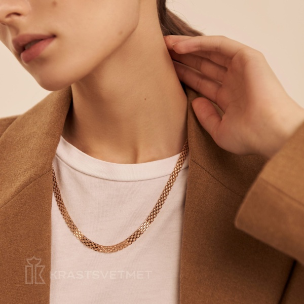 Цепь из красного золота 585, плетение «Бисмарк двойной»